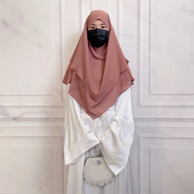 Casual Style Plain Double-Layer Chiffon Headscarf - Image 4
