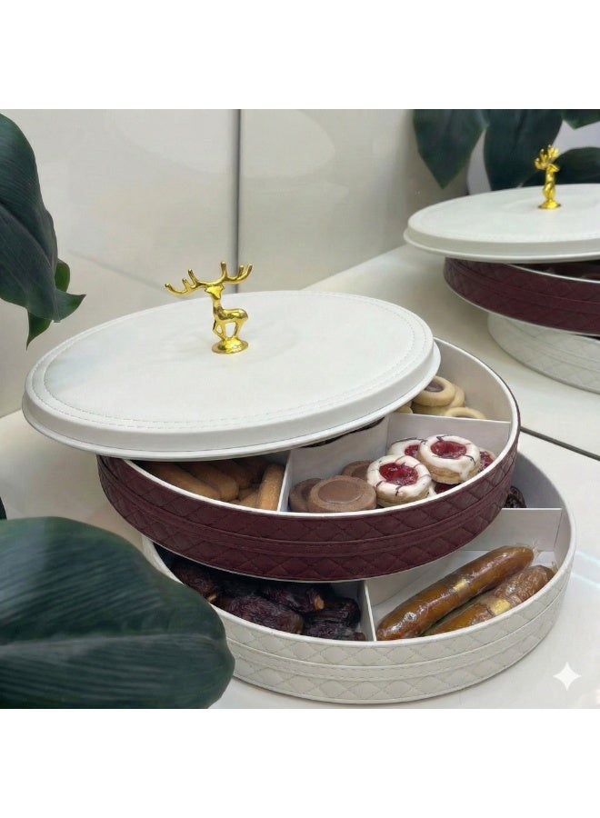 2-Tier Snack Organizer Bonbonniere with 10 Divided Sections Plastic Serving Tray for Nuts, Cookies, Kahk, Biscuits, Sweets & Ramadan Yamish - Image 4