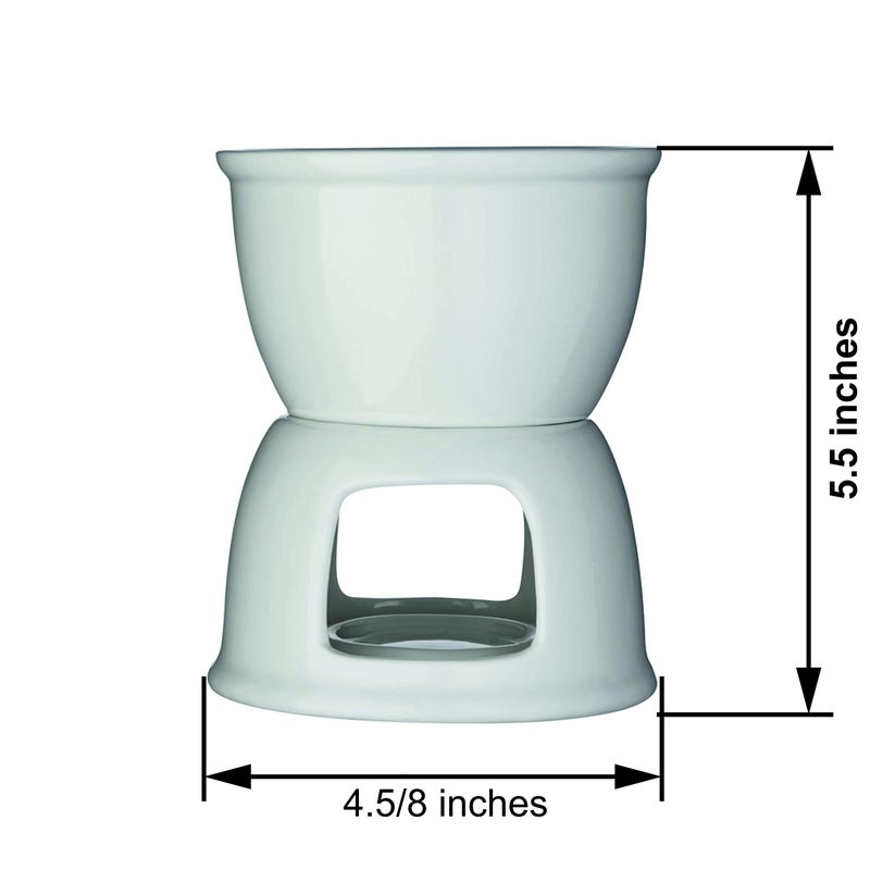 Incrizma Incrizma Fondue Set, Premium Tea Light Porcelain Melting Pot for Cheese, Chocolate and Tapas - White (Porcelain, 400 ml) - Image 4