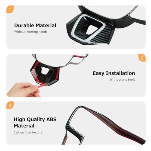 INTGET Gear Shift Panel Cover for 2025 2026 Toyota Camry Accessories Interior ABS Carbon Fiber Style Trim Center Console Sticker Frame Decoration (Carbon Fiber Style, Steering Wheel Panel Cover) - Image 3