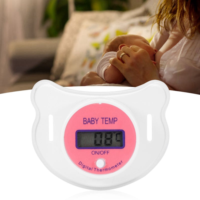 Baby Thermometer Mouth Pacifier Nipple Shaped Soothing Thermometer with LCD for NewbornPink Celsius - Image 5