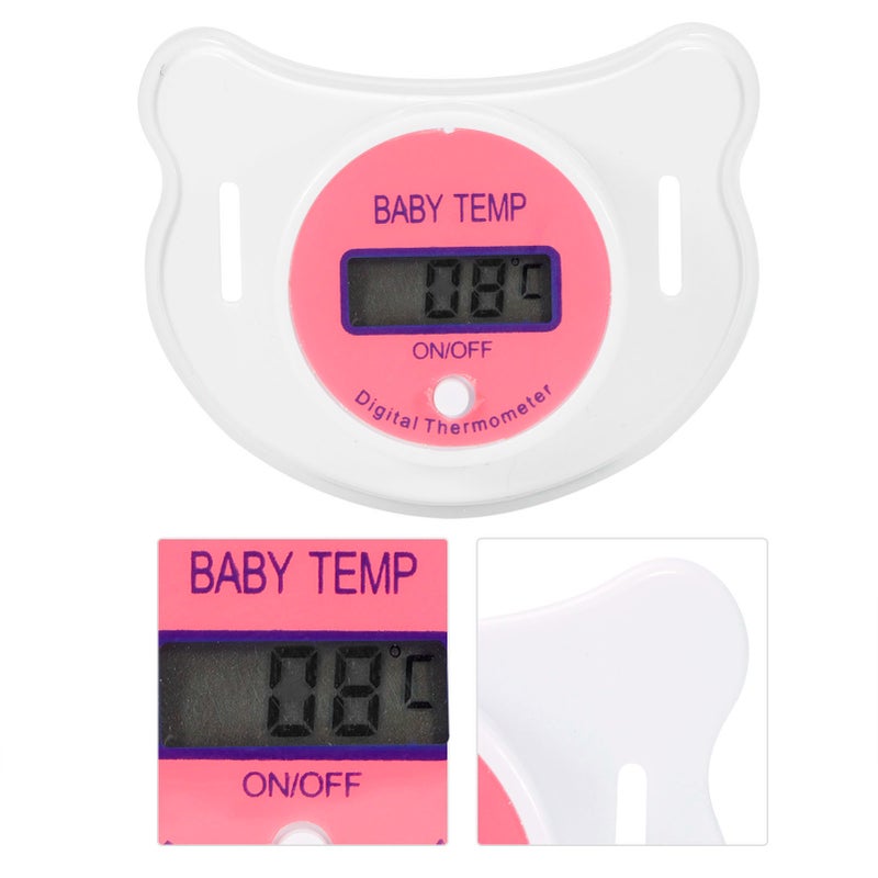 Baby Thermometer Mouth Pacifier Nipple Shaped Soothing Thermometer with LCD for NewbornPink Celsius - Image 3