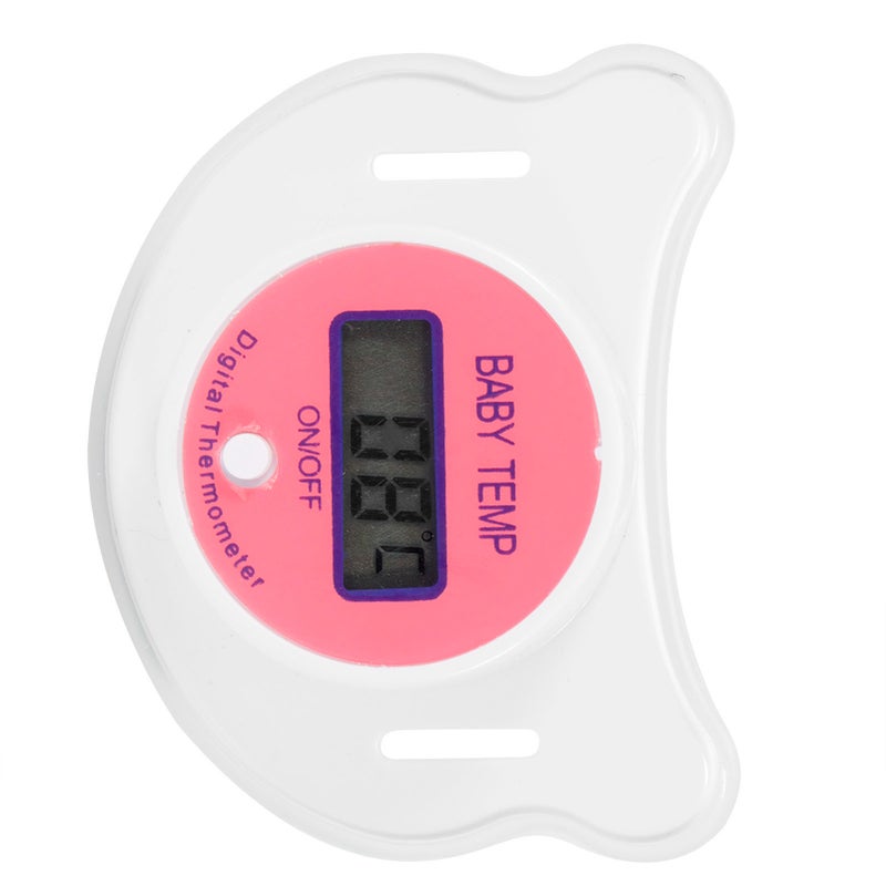 Baby Thermometer Mouth Pacifier Nipple Shaped Soothing Thermometer with LCD for NewbornPink Celsius - Image 1