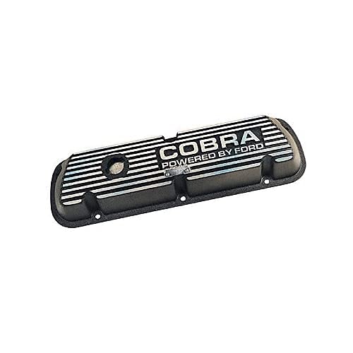 FordValve Cover, Short, Baffled, Breather Hole, Breather, Cobra Logo, Aluminum, Black Wrinkle Paint, Small Block Ford, Pair - Image 2