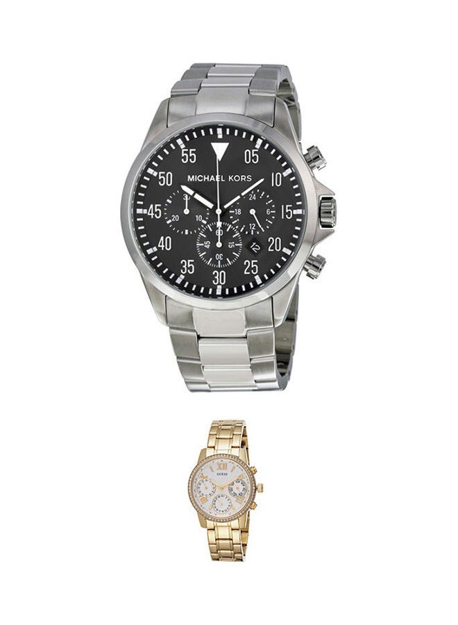 Michael Kors Men Gage Chronograph Watch MK8413 with Women's Mini Sunrise Stainless Steel Chronograph Watch W0623L3 - Image 1
