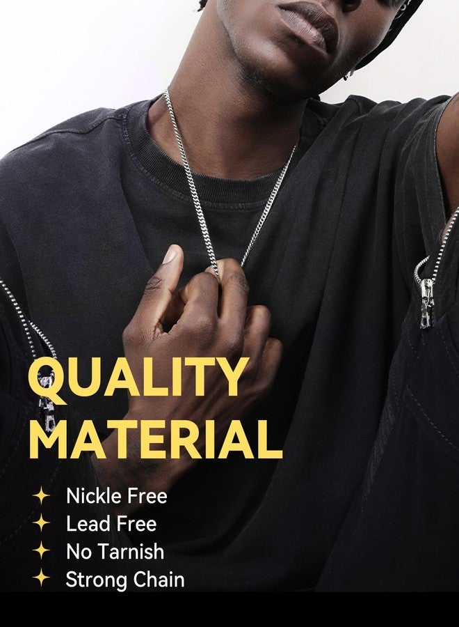 ChainsHouse Chain for Men Stainless Steel Cuban Link Chain Necklace 3mm, Hip hop Chain Men Jewelry Gift 20 Inch - Image 2