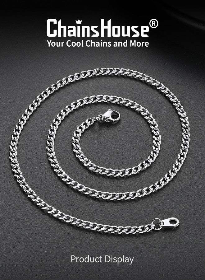 ChainsHouse Chain for Men Stainless Steel Cuban Link Chain Necklace 3mm, Hip hop Chain Men Jewelry Gift 20 Inch - Image 3