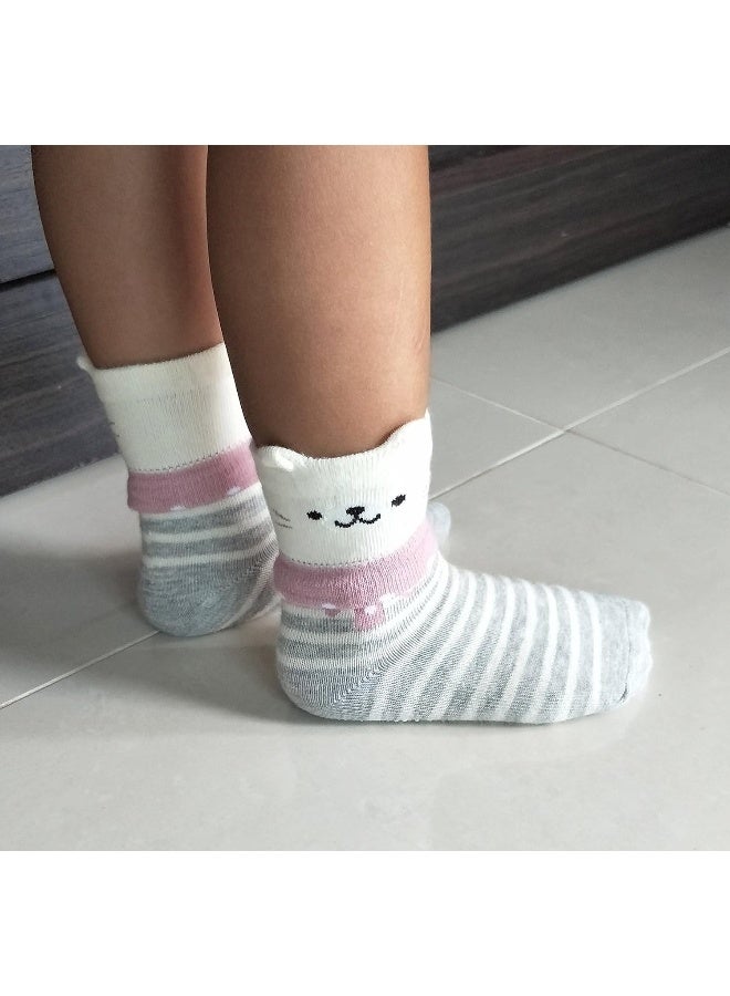 RATIVE RATIVE Non Skid Anti Slip Cotton Dress Crew Socks With Grips For Baby Infant Toddler Kids Girls  - Image 4