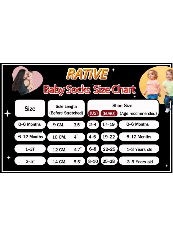 RATIVE RATIVE Non Skid Anti Slip Cotton Dress Crew Socks With Grips For Baby Infant Toddler Kids Girls  - Image 2