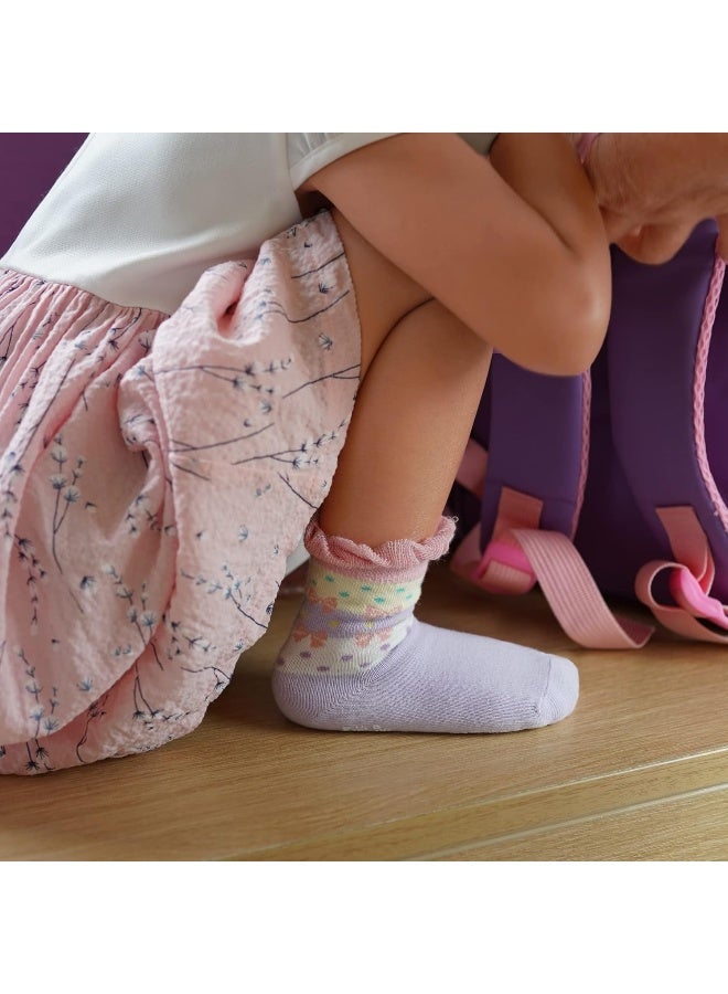RATIVE RATIVE Non Skid Anti Slip Cotton Dress Crew Socks With Grips For Baby Infant Toddler Kids Girls  - Image 5