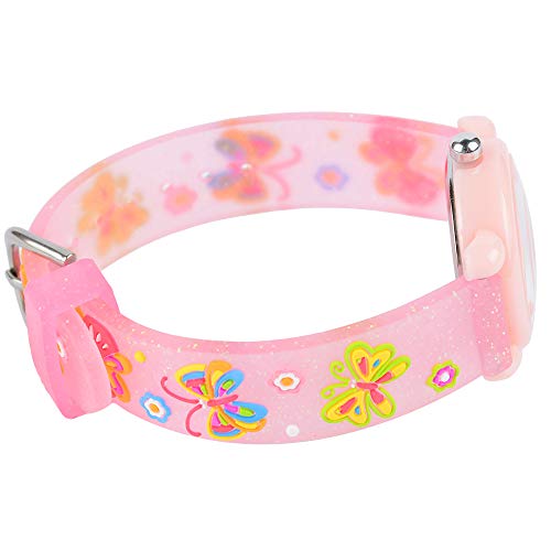 Venhoo Kids Watches Cute 3D Cartoon Waterproof Silicone Children Toddler Wrist Watch for 3-10 Year Boys Girls Little Child-Pink Bling Butterfly - Image 5