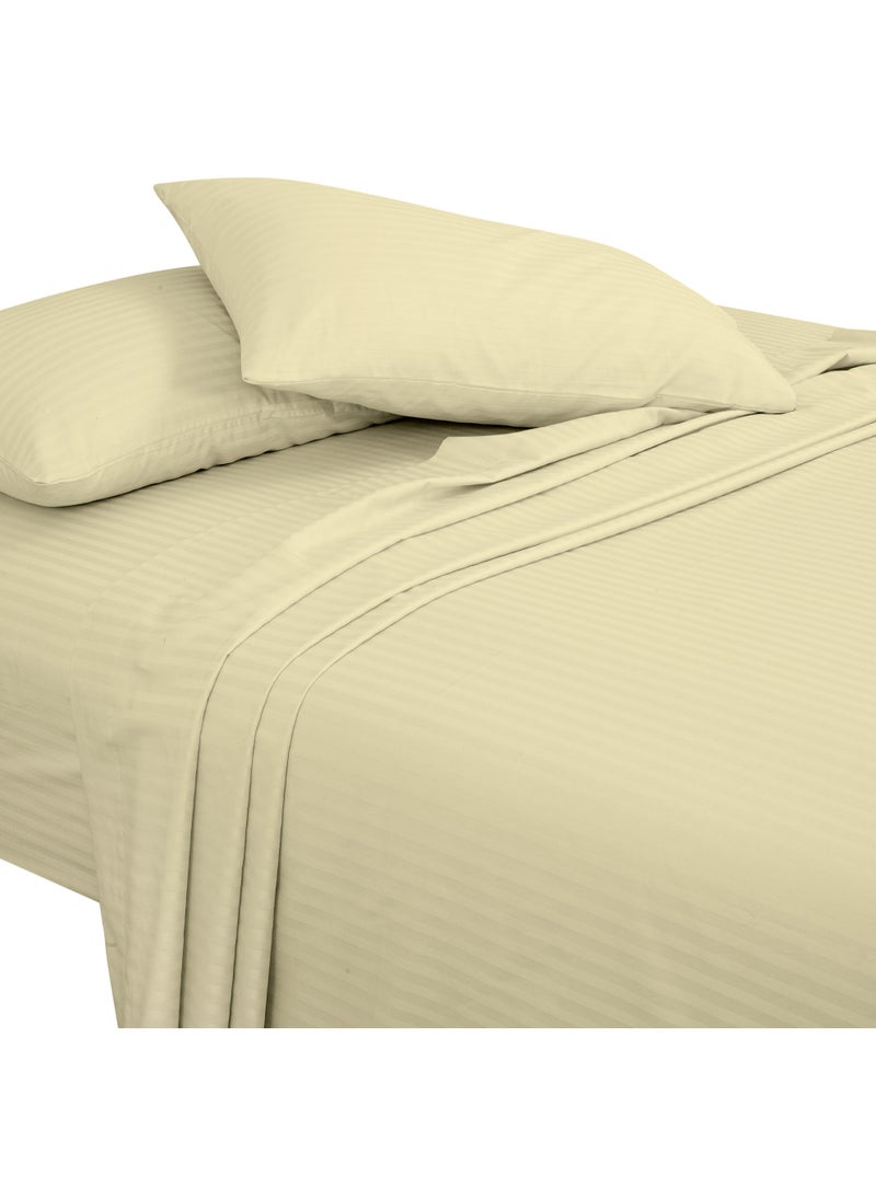 Bliss Casa Bliss Casa 3 Pieces 1cm Stripe Bed Sheets Super King (200x200+30 cm) - Soft Satin Sheet Set with Pillowcases - Deep Pocket, Hotel Collection, Luxury Bedding Set include 1 fitted Sheet, 2 Pillowcases  - Image 1