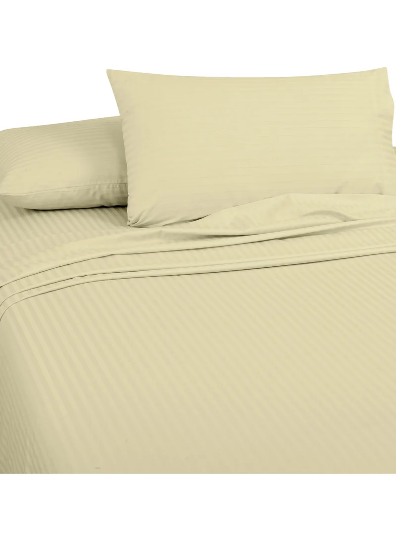 Bliss Casa Bliss Casa 3 Pieces 1cm Stripe Bed Sheets Super King (200x200+30 cm) - Soft Satin Sheet Set with Pillowcases - Deep Pocket, Hotel Collection, Luxury Bedding Set include 1 fitted Sheet, 2 Pillowcases
