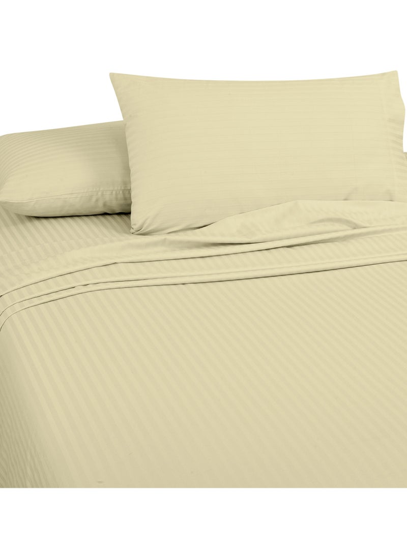 Bliss Casa Bliss Casa 3 Pieces 1cm Stripe Bed Sheets Super King (200x200+30 cm) - Soft Satin Sheet Set with Pillowcases - Deep Pocket, Hotel Collection, Luxury Bedding Set include 1 fitted Sheet, 2 Pillowcases  - Image 2