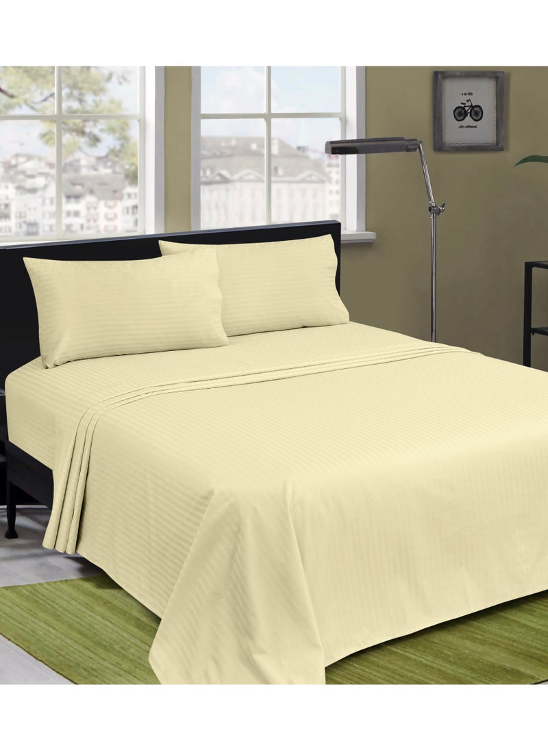 Bliss Casa Bliss Casa 3 Pieces 1cm Stripe Bed Sheets Super King (200x200+30 cm) - Soft Satin Sheet Set with Pillowcases - Deep Pocket, Hotel Collection, Luxury Bedding Set include 1 fitted Sheet, 2 Pillowcases  - Image 5