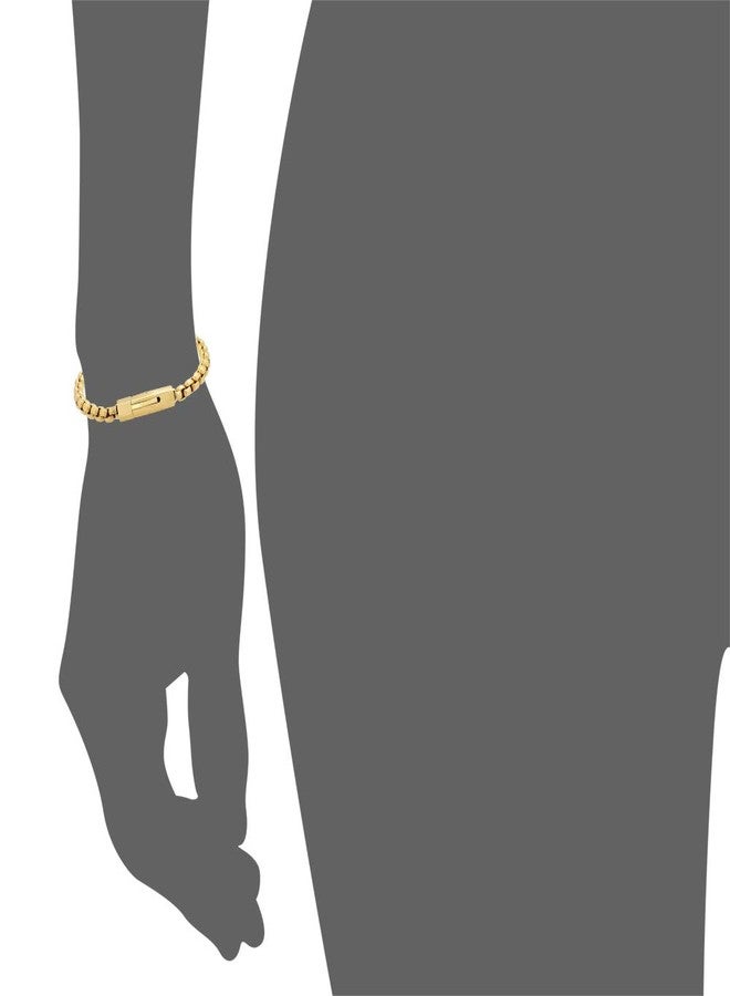 Geoffrey Beene Men's Stainless Steel Pattern Box Chain Bracelet (Gold) - Image 5