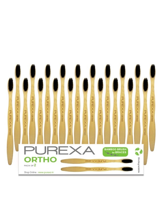 PUREXA Bamboo Orthodontic Toothbrush for Braces (Pack of 20) | Activated Charcoal Soft Bristles | BPA-Free, Biodegradable & Compostable | Interdental Brush for Kids & Adults | Eco-Friendly Oral Care - Image 1