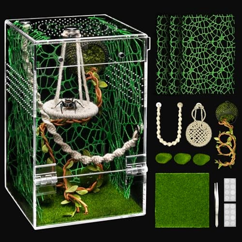 AZV Large Jumping Spider Enclosure KitEscape Proof Praying Mantis HabitatMagnetic Door Arboreal Tarantula Spider BoxComplete Transparent Acrylic Beetle TerrariumInsect Cage Bug Starter Container - Image 1