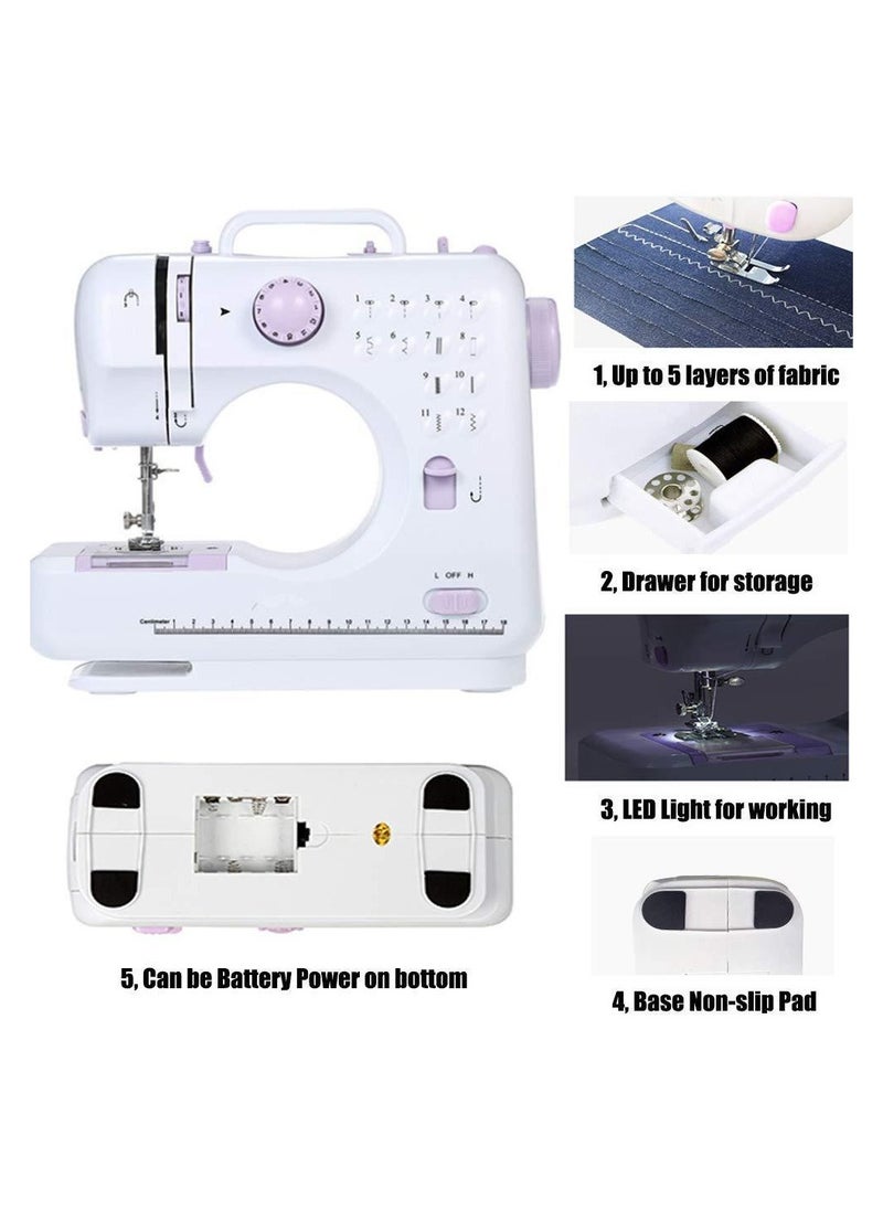 Generic Sewing Machine,Portable Electric Sewing Machine Multifunctional,Home Sewing Machine,Adjustable Speed Overlock 12 Stitches Patterns  - Image 1