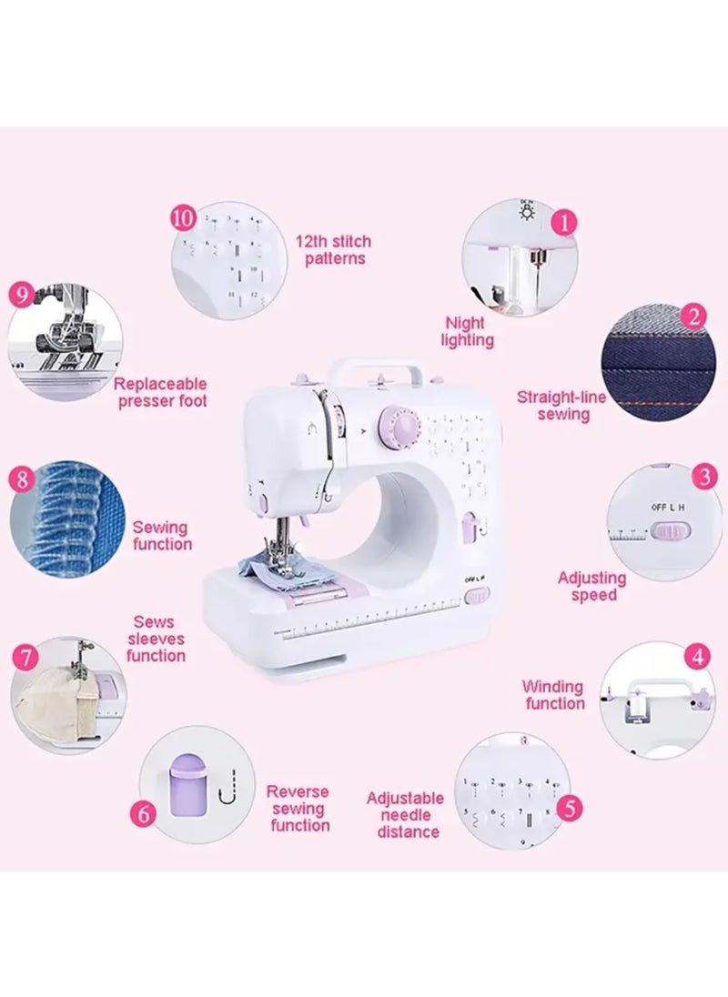 Generic Sewing Machine,Portable Electric Sewing Machine Multifunctional,Home Sewing Machine,Adjustable Speed Overlock 12 Stitches Patterns  - Image 3