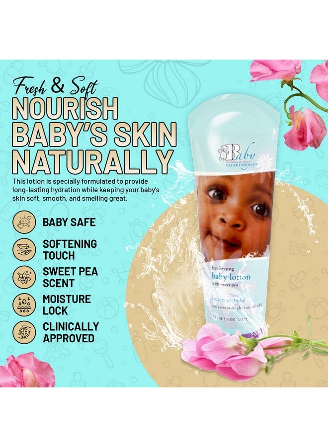 Clear Essence Baby Lotion With Sweet Pea - 8Oz | Baby Skin Care Lotion for Kids - Nourishing Baby Daily Moisturizer for Smooth Skin - Suitable for All Types of Skin - Dermatologist Tested - Image 2