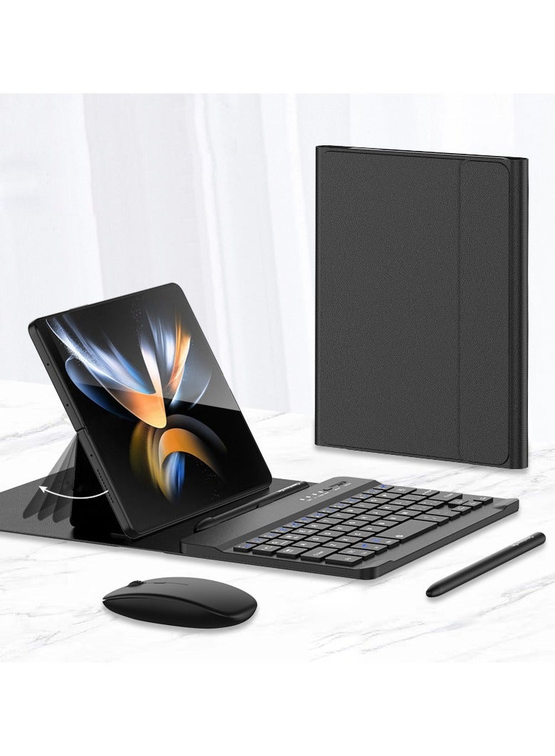 general Wireless Keyboard and Mouse Compatible with Honor Magic V3, Bluetooth Keyboard Wirelessly Connects Magnetic Folding Flip Leather Keyboard Cover with Pen for Magic V3