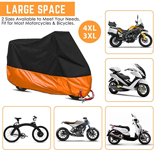 Acelane Motorcycle Cover, All Season Waterproof Outdoor Dustproof Durable Vehicle Cover with Lock Holes Fits up to 116 inches for Harley Davidson, Honda, Suzuki,Yamaha and More - Image 4