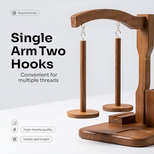 Lnncdsc Wooden Yarn Spindle Holder | Anti-Tip Yarn Spool Stand for Knitting & Crocheting | Portable Yarn Storage for Crafters, Weavers, Handmade Enthusiasts. - Image 4