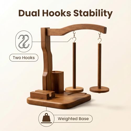 Lnncdsc Wooden Yarn Spindle Holder | Anti-Tip Yarn Spool Stand for Knitting & Crocheting | Portable Yarn Storage for Crafters, Weavers, Handmade Enthusiasts. - Image 3