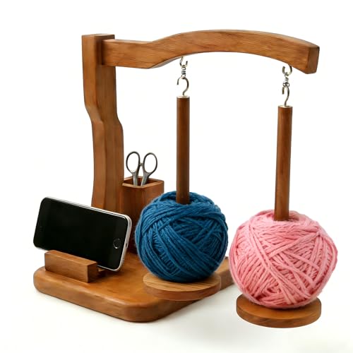 Lnncdsc Wooden Yarn Spindle Holder | Anti-Tip Yarn Spool Stand for Knitting & Crocheting | Portable Yarn Storage for Crafters, Weavers, Handmade Enthusiasts. - Image 1