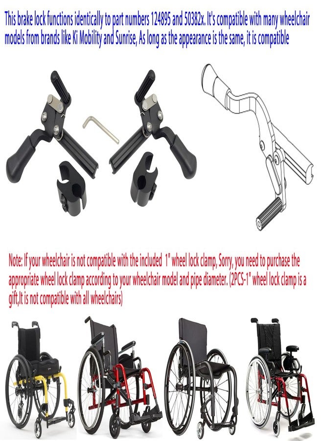 ActveMob Wheelchair Brake(Left/Right),Push to Lock Flush Mount Wheel Lock,DIY,W/Tools and 1" Wheel Lock Clamp,Aluminums,for Ki Mobility and Sunrise Wheelchair. Replacement Parts,1Pr,Black. - Image 3