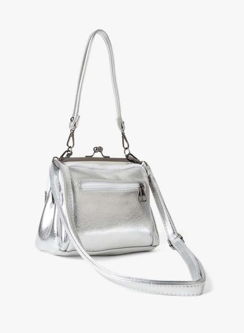 Vivaq  Women's Silver 4-Compartment Lined Buckle and Zipper Closure Hand, Arm, and Shoulder Bag. for Women | Best Price UAE