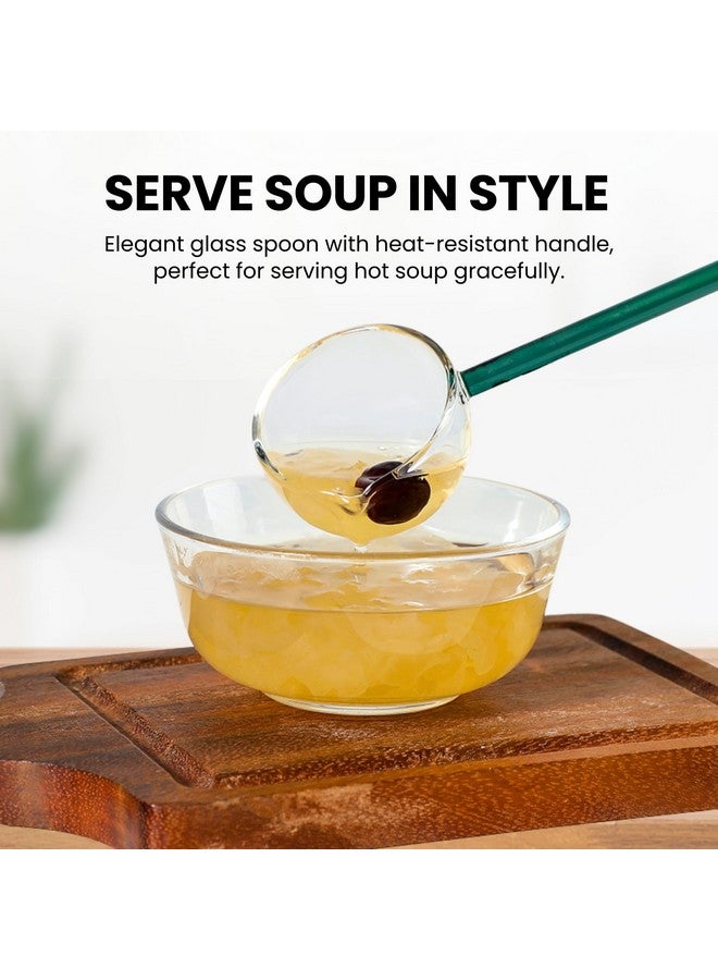 Home Essentials HomeEssentials Glass Stirring Spoon, Crystal Clear Borosilicate Teaspoons - Milk Spoon/Coffee Spoon/Soup Spoon/Dessert Spoon (Multicolor, Pack Of 2), 26 Centimeters - Image 2