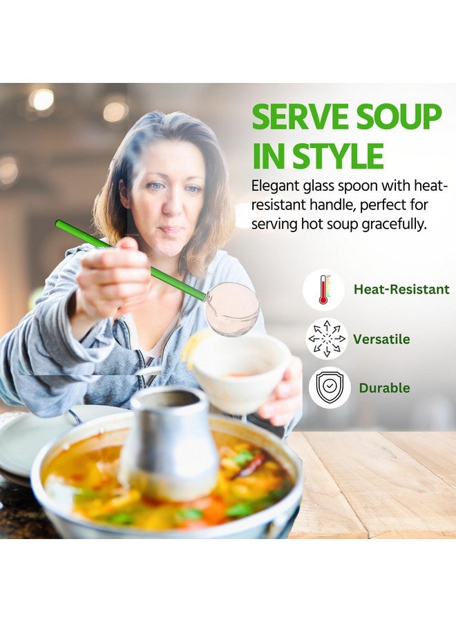 Home Essentials HomeEssentials Glass Stirring Spoon, Crystal Clear Borosilicate Teaspoons - Milk Spoon/Coffee Spoon/Soup Spoon/Dessert Spoon (Multicolor, Pack Of 2), 26 Centimeters - Image 5