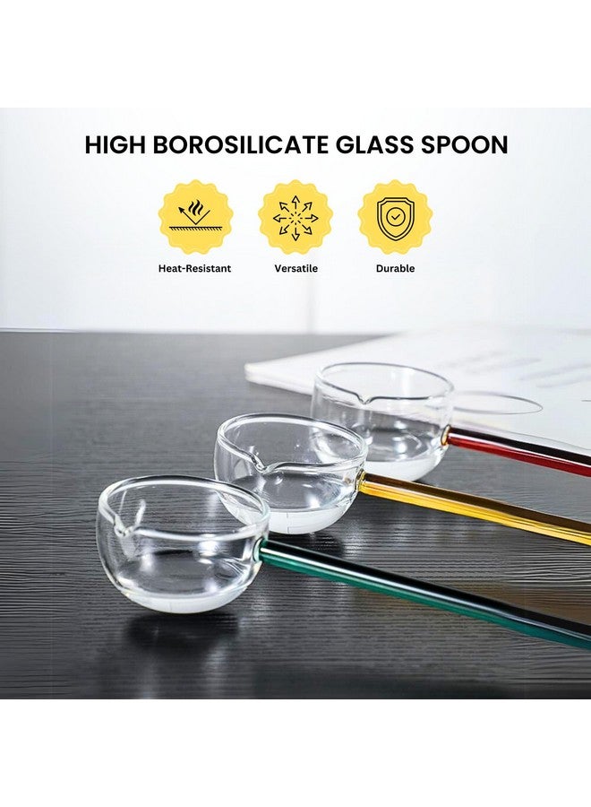 Home Essentials HomeEssentials Glass Stirring Spoon, Crystal Clear Borosilicate Teaspoons - Milk Spoon/Coffee Spoon/Soup Spoon/Dessert Spoon (Multicolor, Pack Of 2), 26 Centimeters - Image 4