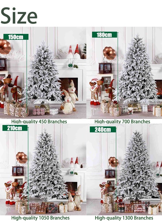 TAPIT Christmas Tree White Artificial Snow Flocked Pine Tree Premium PVC Xmas Tree with Solid Metal Stand Premium Hinged Ideal for Indoor Outdoor Ornaments Home Office Party Festival Decor - Image 5