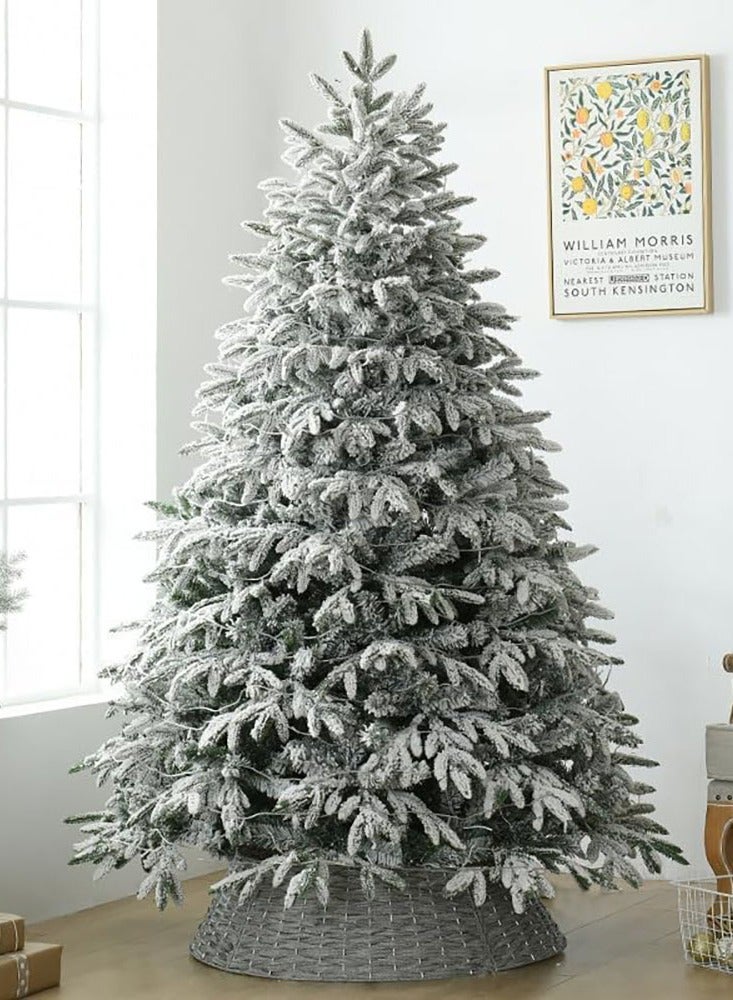 TAPIT Christmas Tree White Artificial Snow Flocked Pine Tree Premium PVC Xmas Tree with Solid Metal Stand Premium Hinged Ideal for Indoor Outdoor Ornaments Home Office Party Festival Decor - Image 1