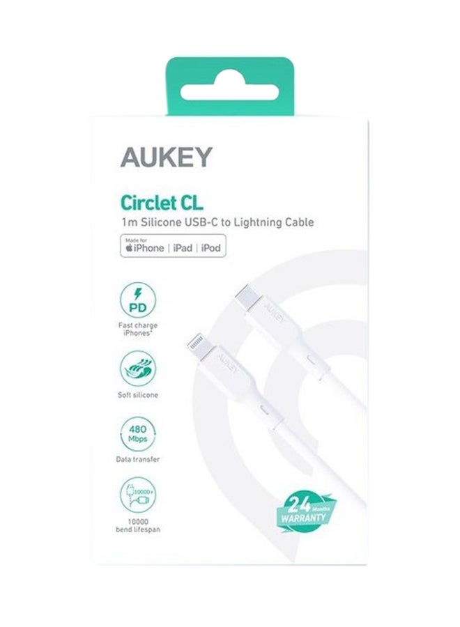 أوكي كابل سليكون مقوى MFI شحن و مزامنة USB-C إلى لايتنينج طول 1م SCL1 أبيض لون أبيض - Image 5