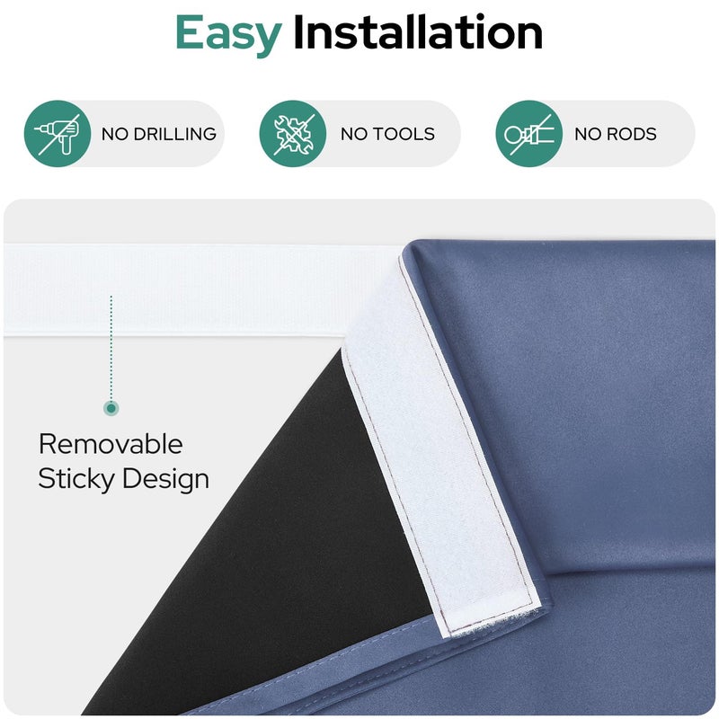 HOMEIDEAS HOMEIDEAS 100% Blackout French Door Curtains  Privacy Door Curtains for Door Window  30 X 68 Inch Room Darkening Curtains  Thermal Insulated Door Window Shades for Bedroom  (1 Panel  Stone Blue) - Image 3