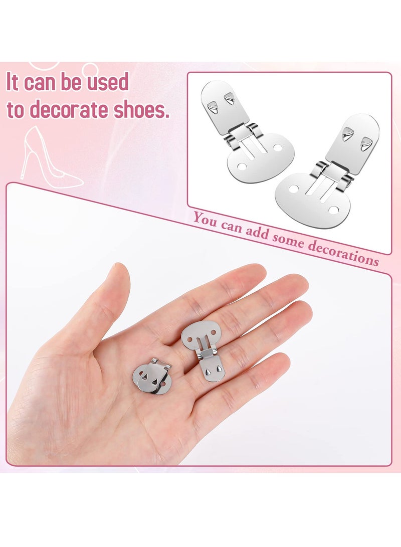 SYOSI 20 PCS Stainless Steel Shoe Clips Stainless Steel Flat Blank Shoe Clips stainless steel trim metal decor shoe clip for DIY Craft Findings Accessories High Quality Steel 32 x 20mm - Image 2