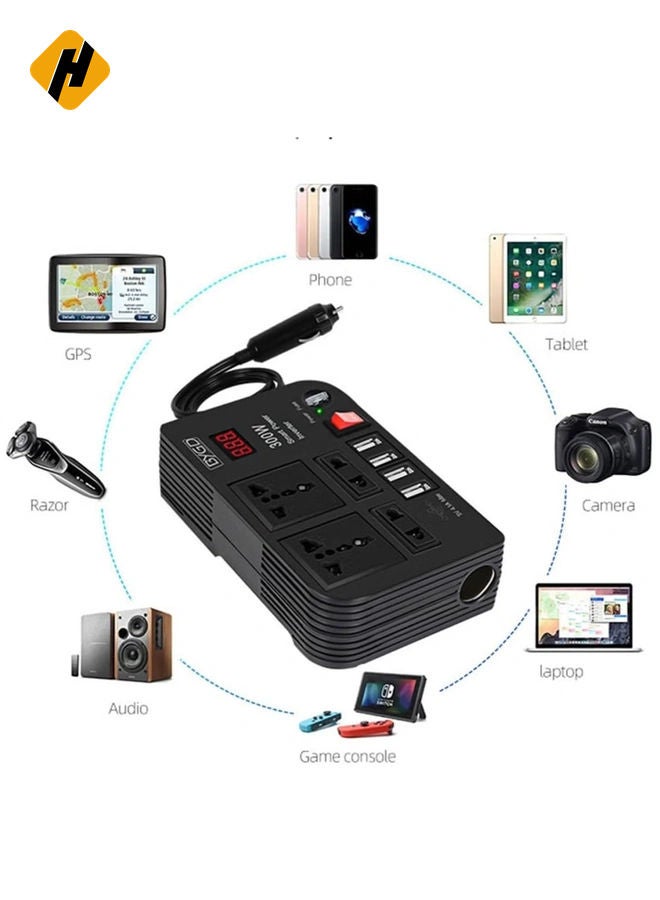 HuHa Unlock Your Power: 300W Car Inverter with 4 Fast Charging USB Ports and Dual AC Sockets—Perfect for Road Trips  - Image 3