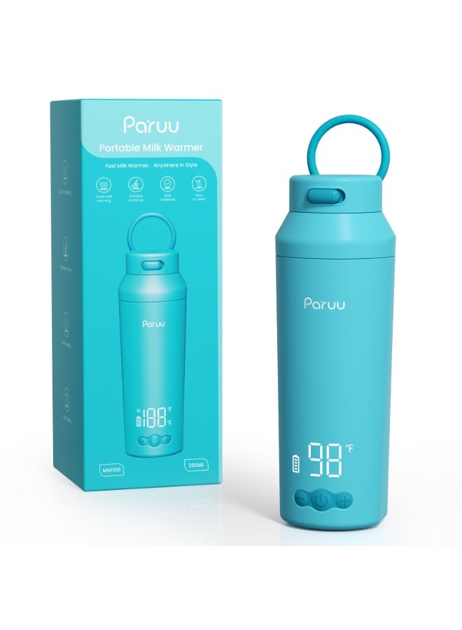 Paruu سخان زجاجة محمول للسفر، سهل التنظيف بفم واسع، سخان حليب محمول مع تسخين سريع لتغذية الليل، 7 درجات حرارة، سعة كبيرة 12 أونصة - Image 1