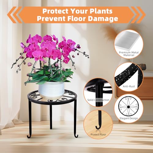 Acteomsly 6-Pack Metal Plant Stand,Heavy Duty Flower Pot Stands for Multiple Plant,Outdoor Anti-Rust Plant Pot Shelf, Round Plant Holder for Outdoor/Indoor Planter, Living Room, Balcony Decor (6PACK BLACK) - Image 4