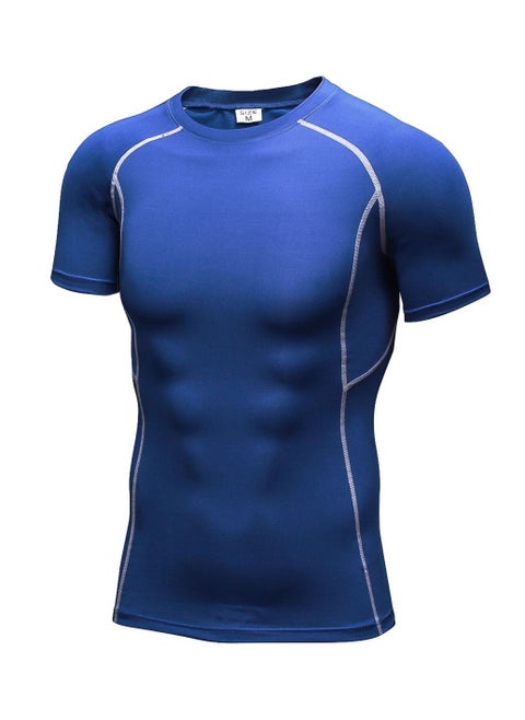 Men Quick Dry Breathable Elastic T-Shirt Blue