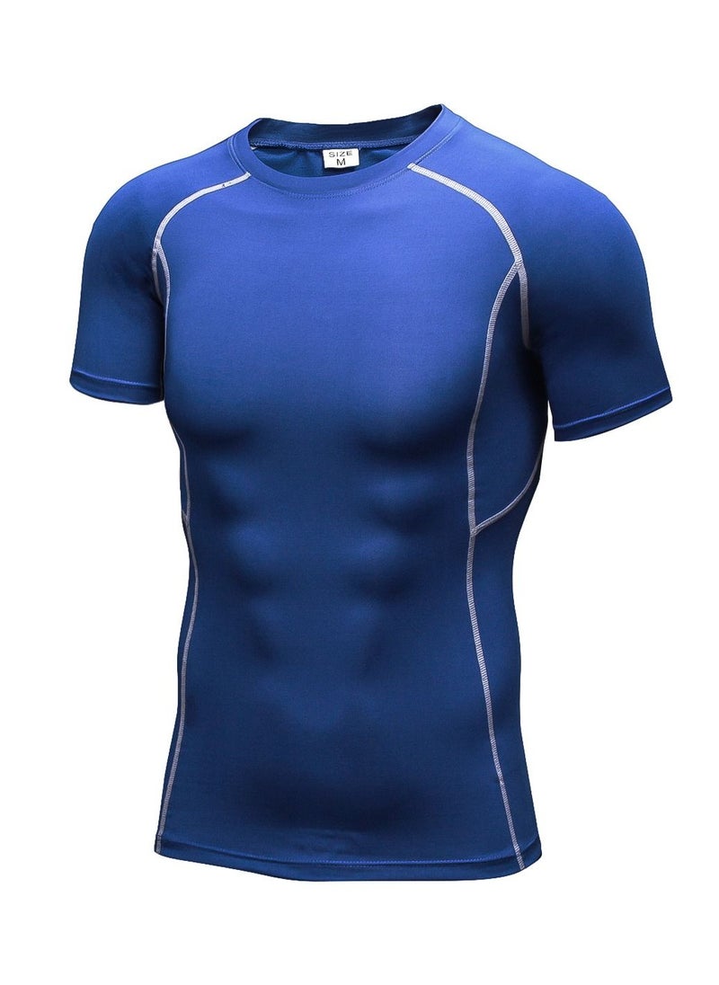 Loquat Men Quick Dry Breathable Elastic T-Shirt Blue  - Image 1
