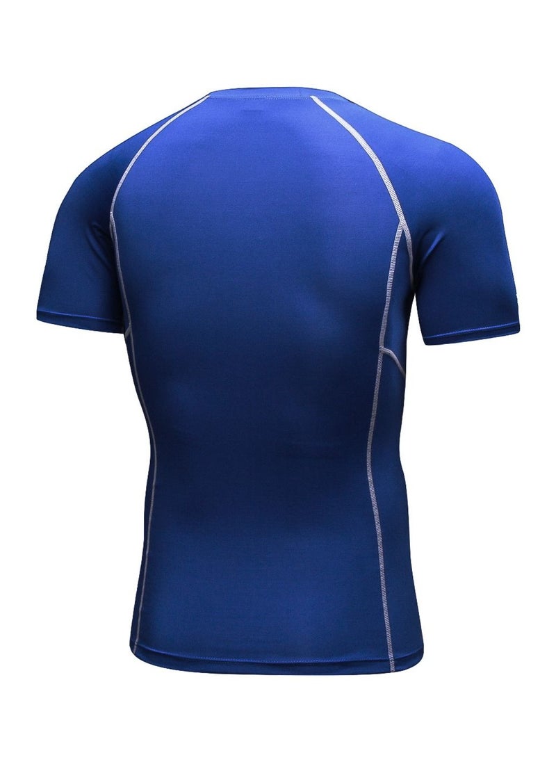 Loquat Men Quick Dry Breathable Elastic T-Shirt Blue  - Image 2