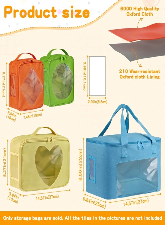 BOHEMIABY 4 PCS Visible Magnetic Tiles Storage Bags, Toy Storage Bags with Label for Home School, Carrying Case for Building Bricks, Puzzle, Board Games, Toy Car and Other - Image 5