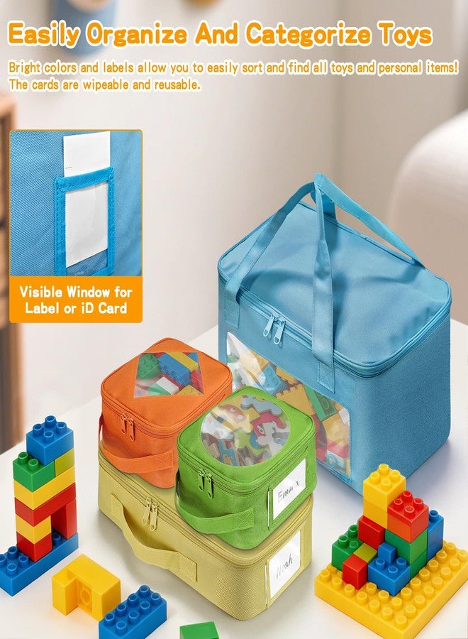 BOHEMIABY 4 PCS Visible Magnetic Tiles Storage Bags, Toy Storage Bags with Label for Home School, Carrying Case for Building Bricks, Puzzle, Board Games, Toy Car and Other - Image 4