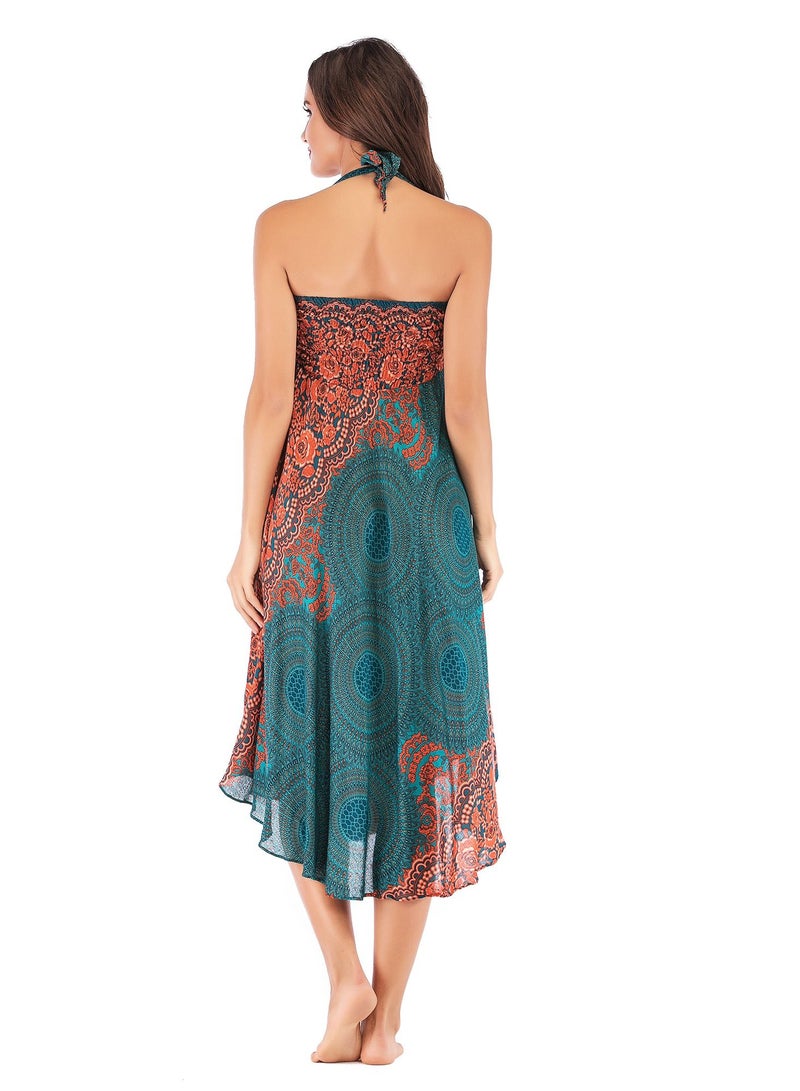 Loquat Casual Dress Half Skirt Beach Vacation Skirt Two Dresses Full Skirt Blue  - Image 3