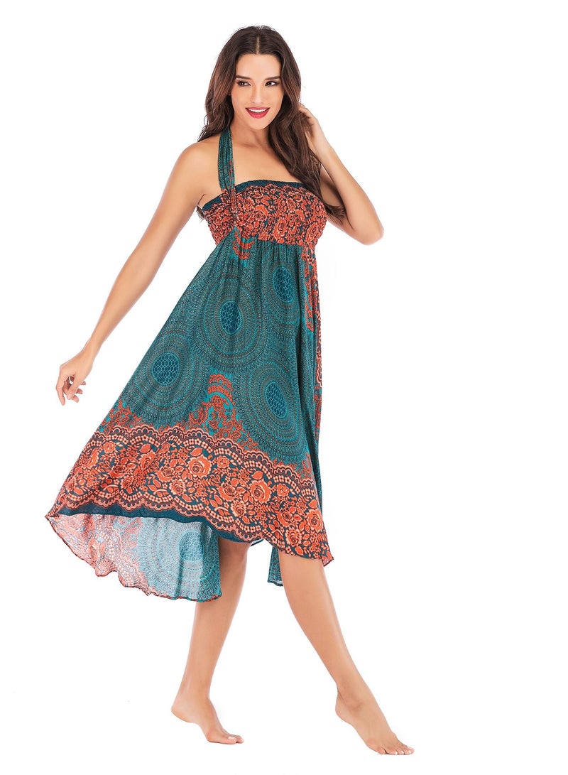 Loquat Casual Dress Half Skirt Beach Vacation Skirt Two Dresses Full Skirt Blue  - Image 2